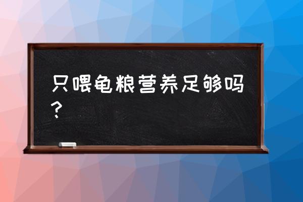 乌龟可以只吃饲料吗 只喂龟粮营养足够吗？