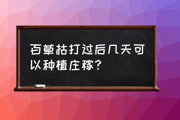 喷了百草枯能育辣椒苗吗 百草枯打过后几天可以种植庄稼？