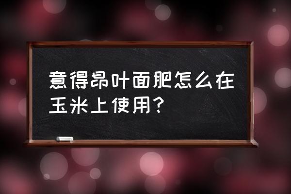 玉米喷叶面肥间隔几天喷第二次 意得昂叶面肥怎么在玉米上使用？