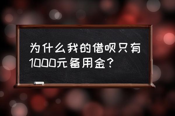 支付宝借呗怎么只有备用金 为什么我的借呗只有1000元备用金？