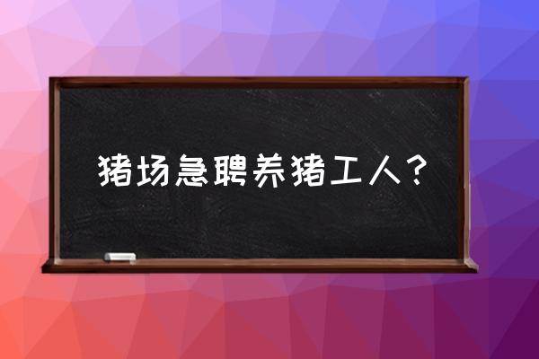 锦州义县养猪现在有找小工的吗 猪场急聘养猪工人？