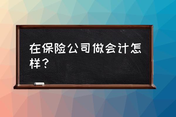 中国人寿保险会计好吗 在保险公司做会计怎样？