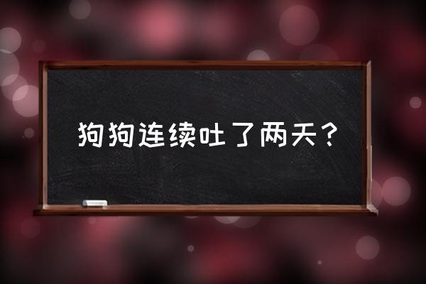 小狗吐是怎么解决 狗狗连续吐了两天？