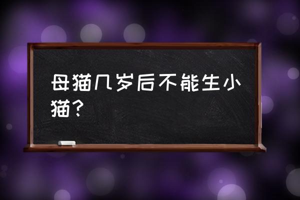 母猫多大就不需要做绝育了 母猫几岁后不能生小猫？