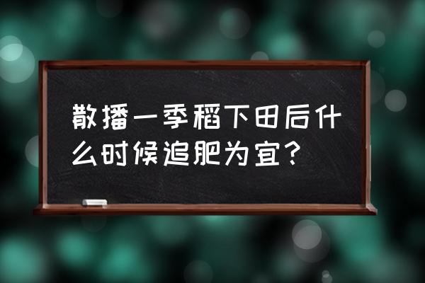 稻田早上灌水还是排水 散播一季稻下田后什么时候追肥为宜？