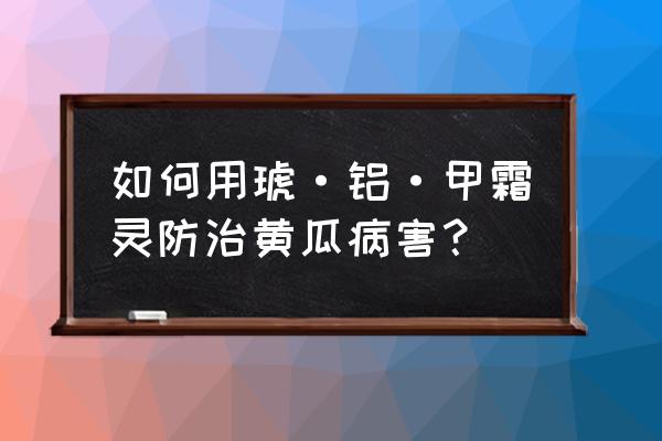 黄瓜角斑病最好防治方法 如何用琥·铝·甲霜灵防治黄瓜病害？