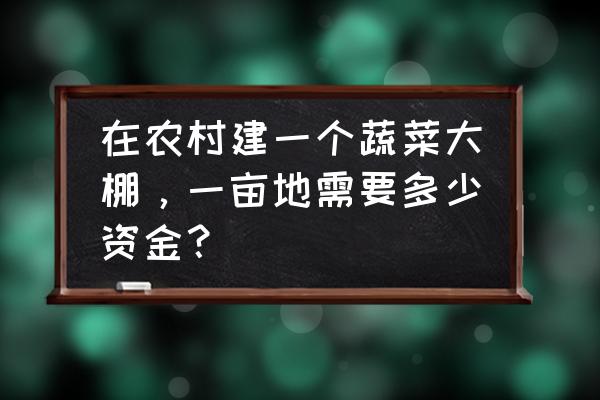 全自动地膜覆盖机多少钱一台 在农村建一个蔬菜大棚，一亩地需要多少资金？