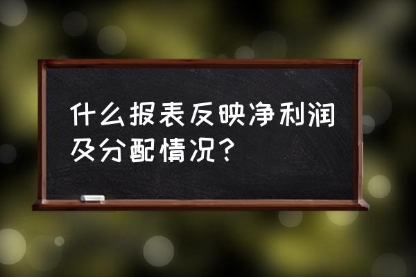 财务报表利润表分析 什么报表反映净利润及分配情况？