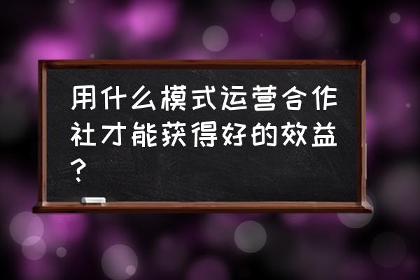 合作社要怎么运作 用什么模式运营合作社才能获得好的效益？