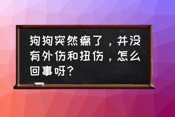 狗突然瘸了怎么回事 狗狗突然瘸了，并没有外伤和扭伤，怎么回事呀？