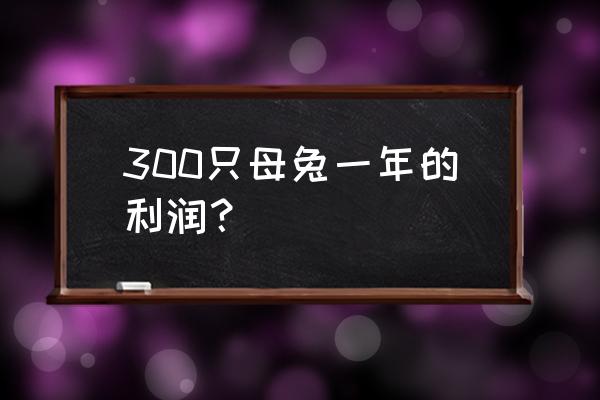 兔子怎么养殖利润大 300只母兔一年的利润？