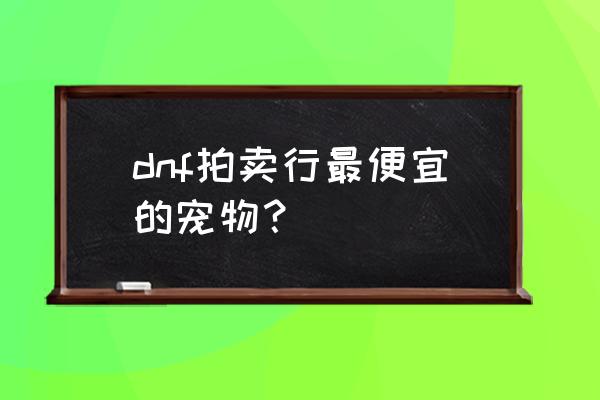 便宜又萌的宠物 dnf拍卖行最便宜的宠物？