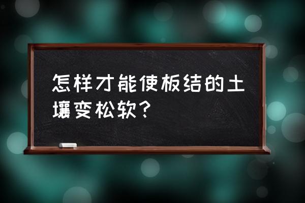 什么东西可以改善盆栽土壤板结 怎样才能使板结的土壤变松软？