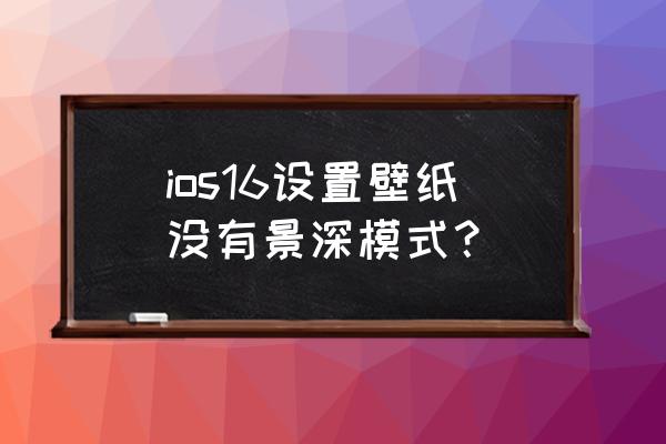 怎么调出景深效果 ios16设置壁纸没有景深模式？