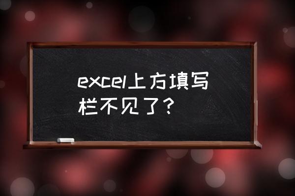 excel菜单栏怎么调出 excel上方填写栏不见了？