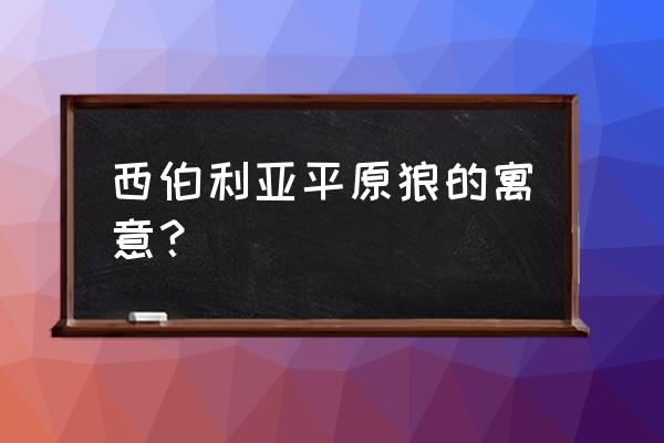 高加索犬五个月耐力训练 西伯利亚平原狼的寓意？