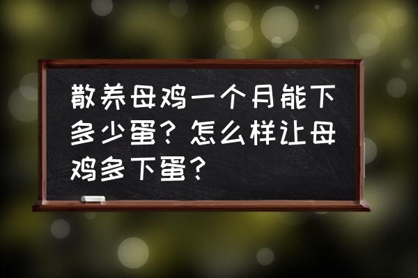 母鸡喂什么东西让它产蛋多呢 散养母鸡一个月能下多少蛋？怎么样让母鸡多下蛋？