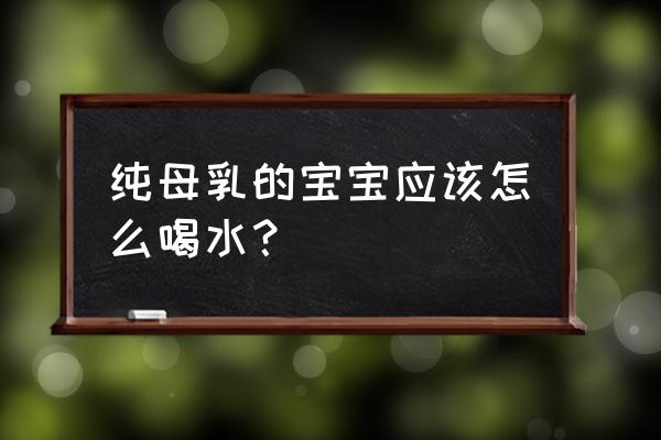 母乳最佳喂养方法 纯母乳的宝宝应该怎么喝水？