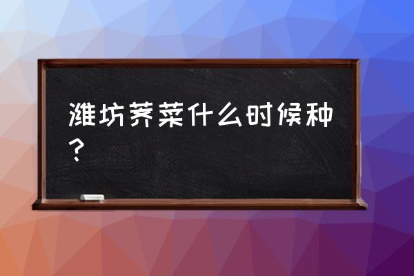 地菜几月份种植最合适 潍坊荠菜什么时候种？