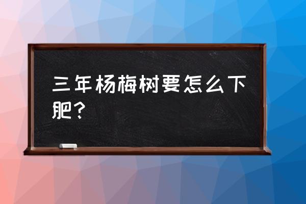 杨梅树最佳施肥方法 三年杨梅树要怎么下肥？