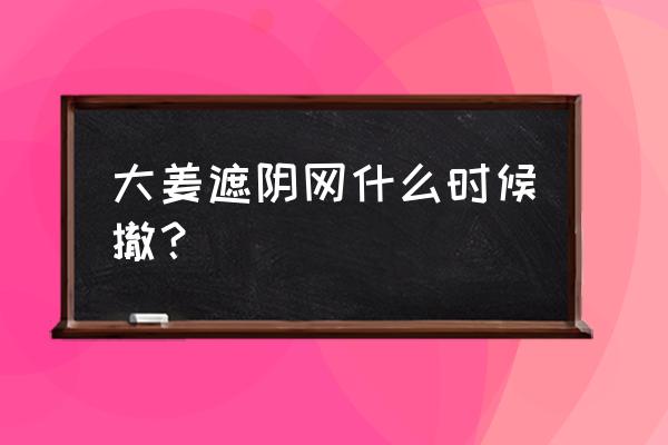 生姜遮阳棚怎么搭建 大姜遮阴网什么时候撤？