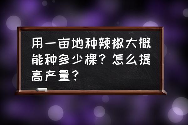 如何让辣椒变得辣翻十倍 用一亩地种辣椒大概能种多少棵？怎么提高产量？