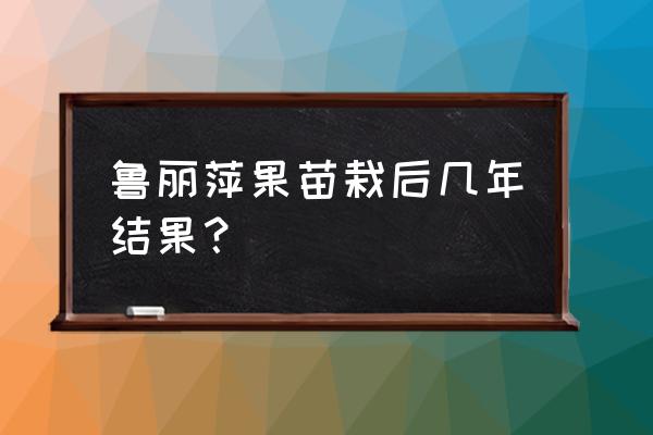 鲁丽苹果苗乔化好还是矮化好 鲁丽萍果苗栽后几年结果？