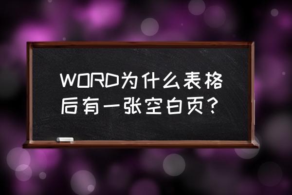 word如何去掉电子表格的空白页 WORD为什么表格后有一张空白页？