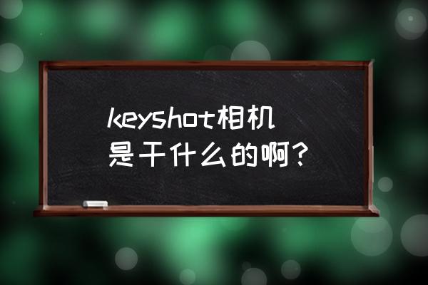 视觉检测软件框架 keyshot相机是干什么的啊？