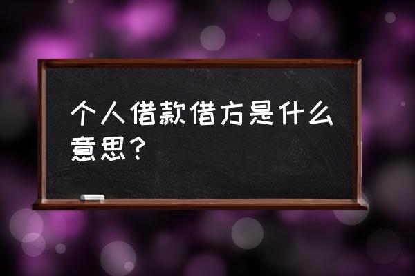 向个人的借款可以做短期借款吗 个人借款借方是什么意思？