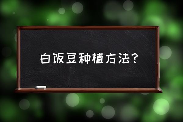 白扁豆的种植方法和注意事项 白饭豆种植方法？