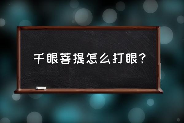 网上哪里可以打孔 千眼菩提怎么打眼？