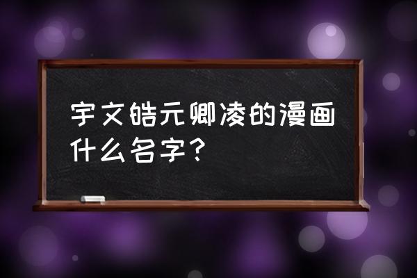 设置自己的漫画名称 宇文皓元卿凌的漫画什么名字？