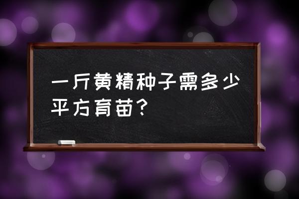 黄精种植技术及种子 一斤黄精种子需多少平方育苗？