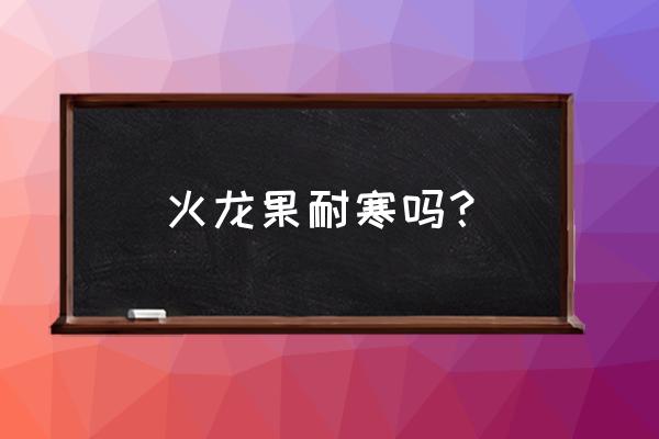 火龙果冻伤后的表现 火龙果耐寒吗？