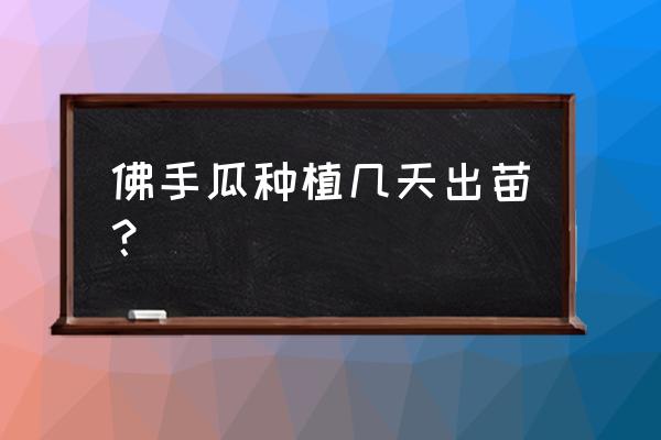 买佛手瓜种子怎么种 佛手瓜种植几天出苗？