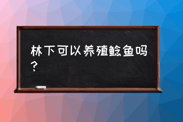 如何把鲶鱼养殖好 林下可以养殖鲶鱼吗？