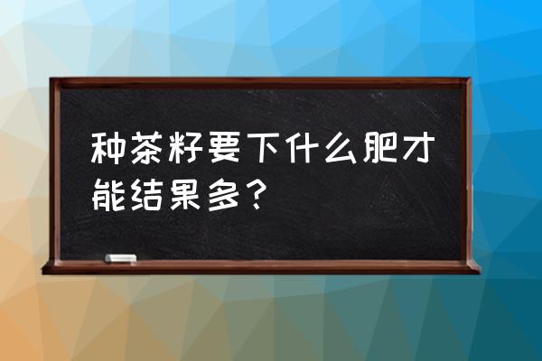 茶树用什么肥料长得快 种茶籽要下什么肥才能结果多？