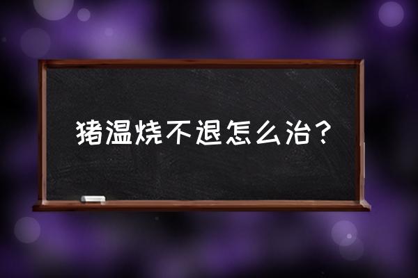 猪得了高热病多久不死就安全了 猪温烧不退怎么治？