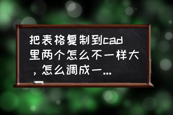 cad怎么复制到另外一张图 把表格复制到cad里两个怎么不一样大，怎么调成一样大小的？